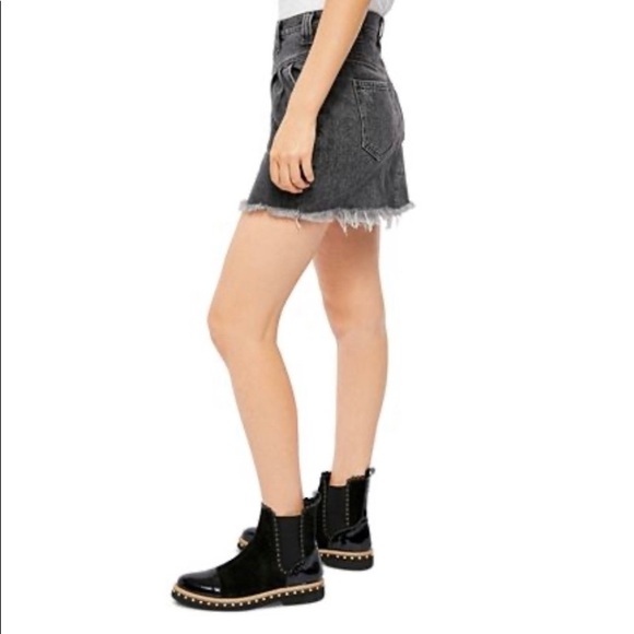 Free People Side car mini cotton denim skirt with raw hem.  NWT. - Picture 4 of 8